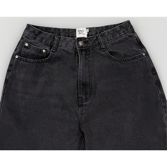 Princess Polly High Rise Wide Leg Flare Destroyed Black Jeans WomenS US 6 UK10 - Picture 3 of 11